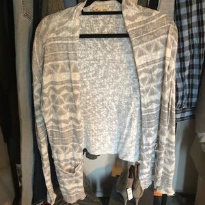 Grey and white printed knit cardigan - great cond